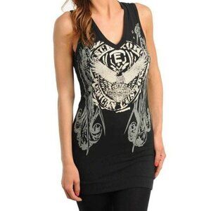Los Angeles by Bus Stop Tank Top Black Bling Embellished